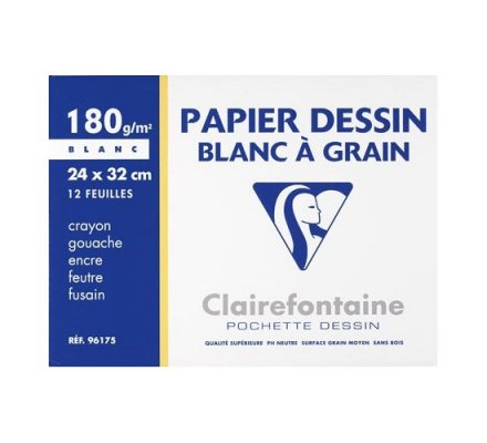 Papier dessin 24x32 - 12 feuilles - 180 g