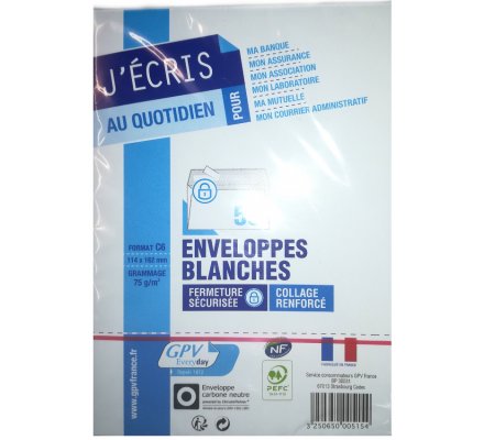 Lot de 50 enveloppes - 114 x 162 mm