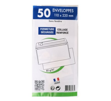 Lot de 50 enveloppes - 110 x 220 mm