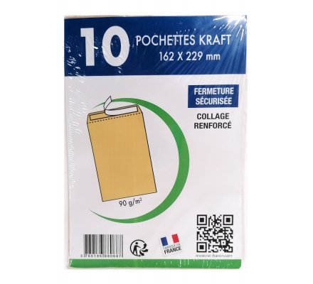 Lot de 10 enveloppes kraft 229x324mm