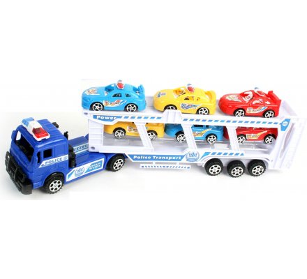 Camion de transport + 6 voitures - 39cm