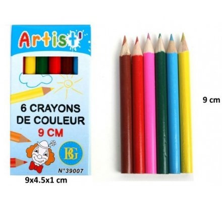 Lot de 6 crayons de couleur 9 cm