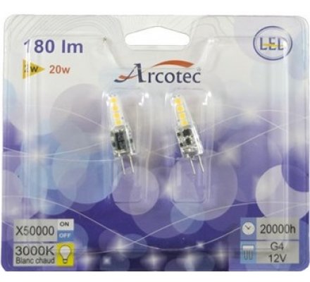 Lot de 2 ampoules capsule led G4 - 2W=20W