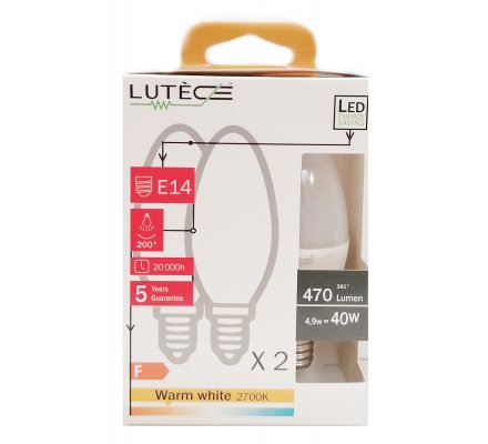 2 ampoules LED flamme - E14 / 4,9W=40W