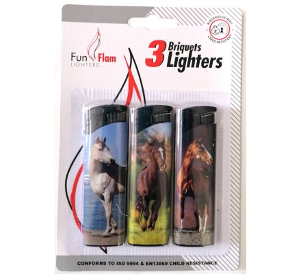 Lot de 3 briquets électroniques "CHEVAL"