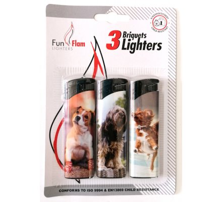 Lot de 3 briquets électroniques "CHIEN"