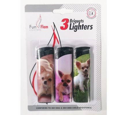 Lot de 3 briquets électronique "chien"