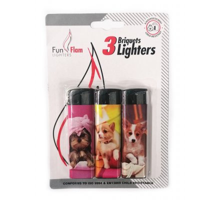 Lot de 3 briquets électroniques "CHIEN"