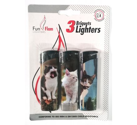 Lot de 3 briquets électroniques "CHAT"