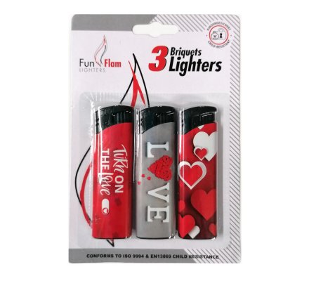 Lot de 3 briquets électroniques "LOVE"