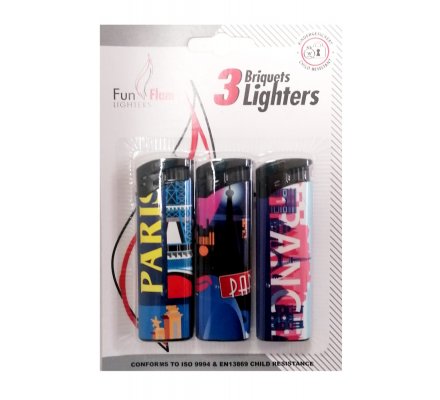 Lot de 3 briquets électroniques "PARIS"
