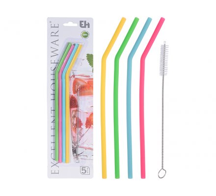 Lot de 4 pailles en silicone réutilisables