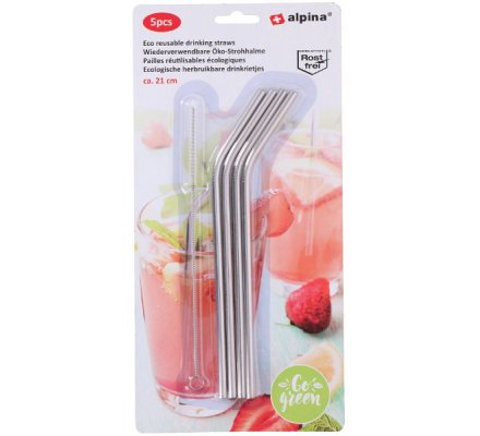 Lot de 4 pailles en fer réutilisables