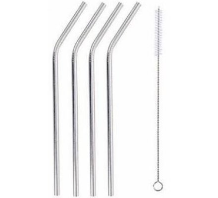 Lot de 4 pailles en fer réutilisables