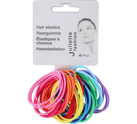 Lot de 40 élastiques cheveux couleur