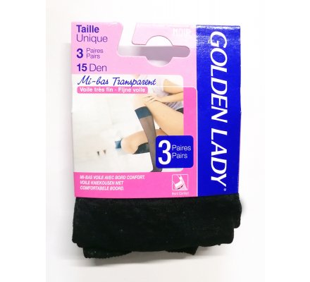 3 paires mi-bas Voile Noir