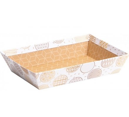 Corbeille carton blanc boules or