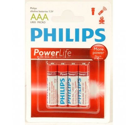 4 piles Alkaline Philips LR03 = AAA