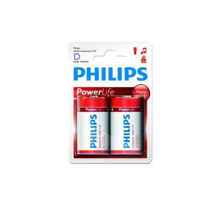 2 piles Alkaline Philips R20