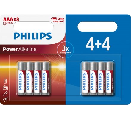 PILES LR03 Alkaline Philips x 4+4