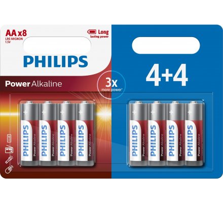 PILES LR6 ALKALINE PHILIPS X 4+4