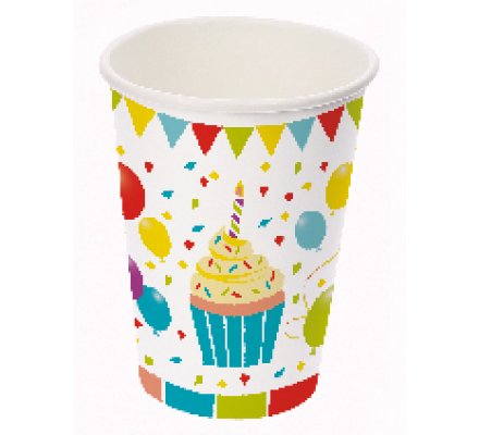 Lot de 6 gobelets en carton "anniversaire"