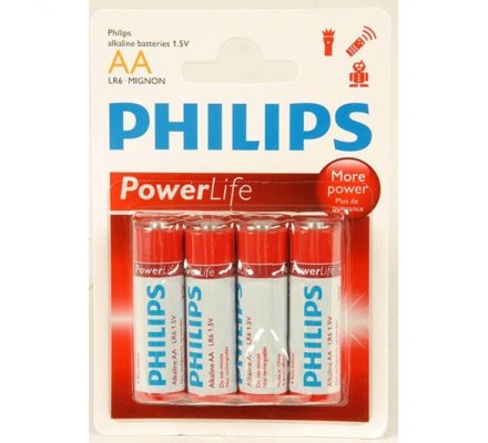4 piles Alkaline Philips R6 = AA