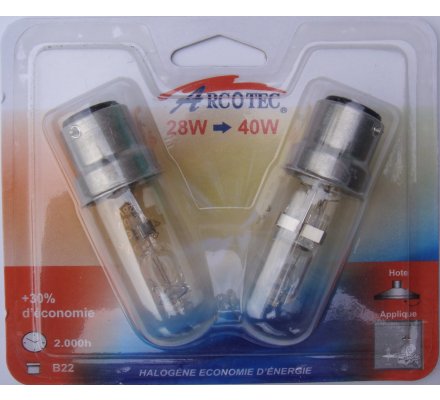 2 ampoules halogènes B22 28 w => 40 w